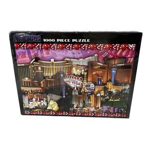 Las Vegas 1000 Piece Jigsaw Puzzle Casino Strip Hotels Sealed 28x20 NEW